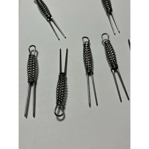 Lot of 12 Corn Cob Holders Skewers Stainless Steel Spiral Handle Forks Vintage - Picture 2 of 11